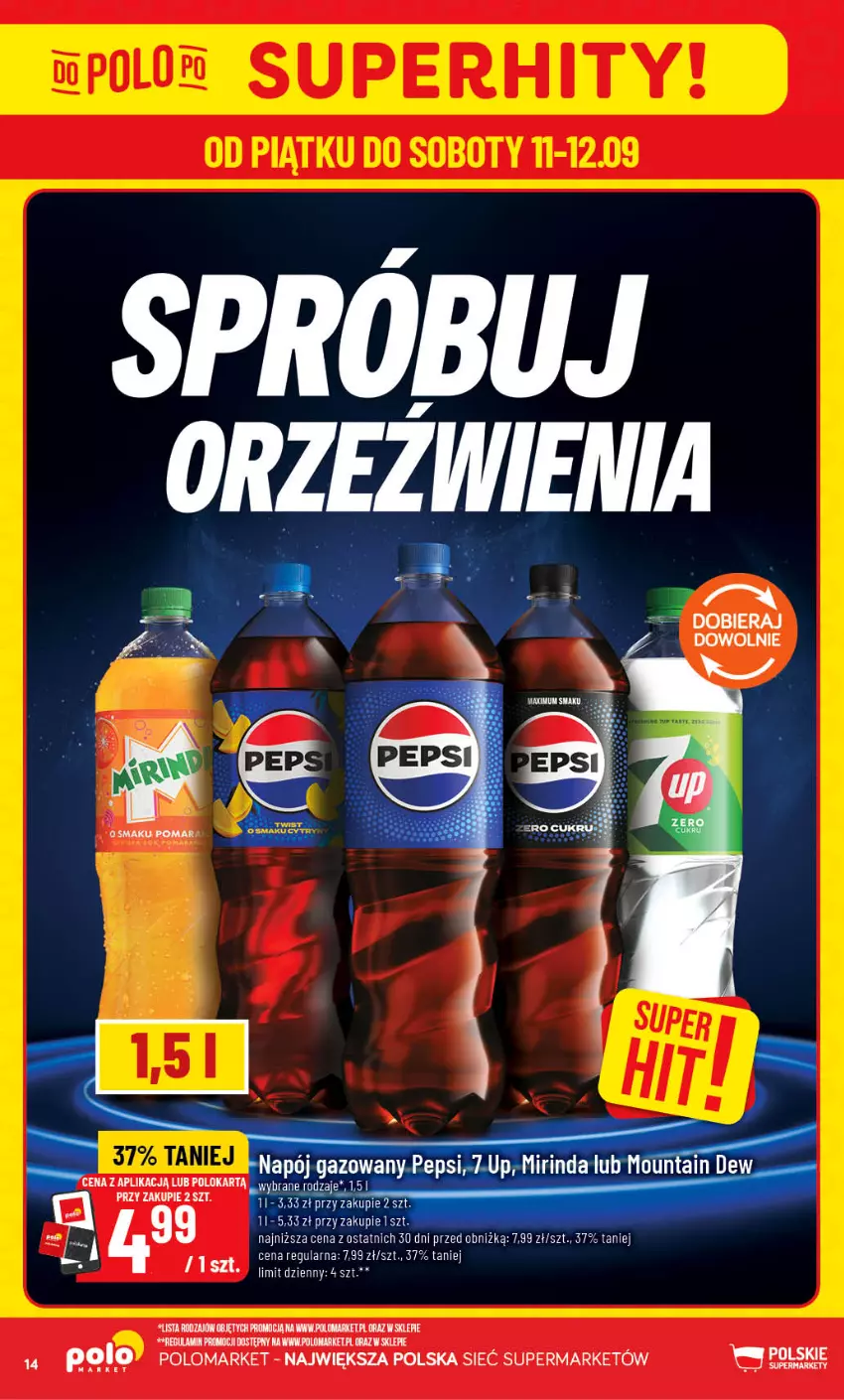 Gazetka promocyjna PoloMarket - Gazetka POLOmarket - ważna 09.09 do 15.09.2026 - strona 14 - produkty: Mirinda, Napój, Napój gazowany, Pepsi
