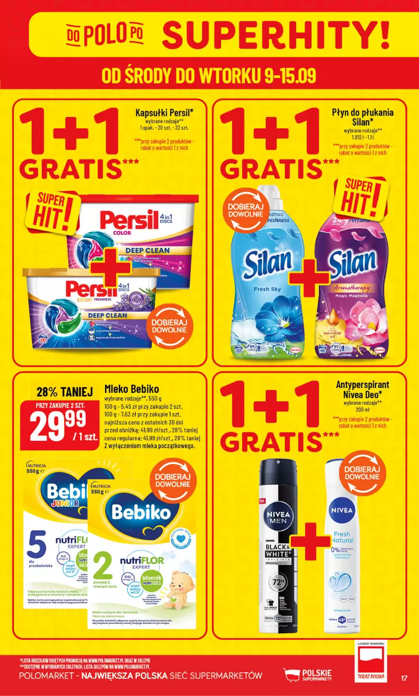 Gazetka promocyjna PoloMarket - Gazetka POLOmarket - ważna 09.09 do 15.09.2026 - strona 17 - produkty: Antyperspirant, Bebiko, Nivea, Persil, Płyn do płukania, Silan