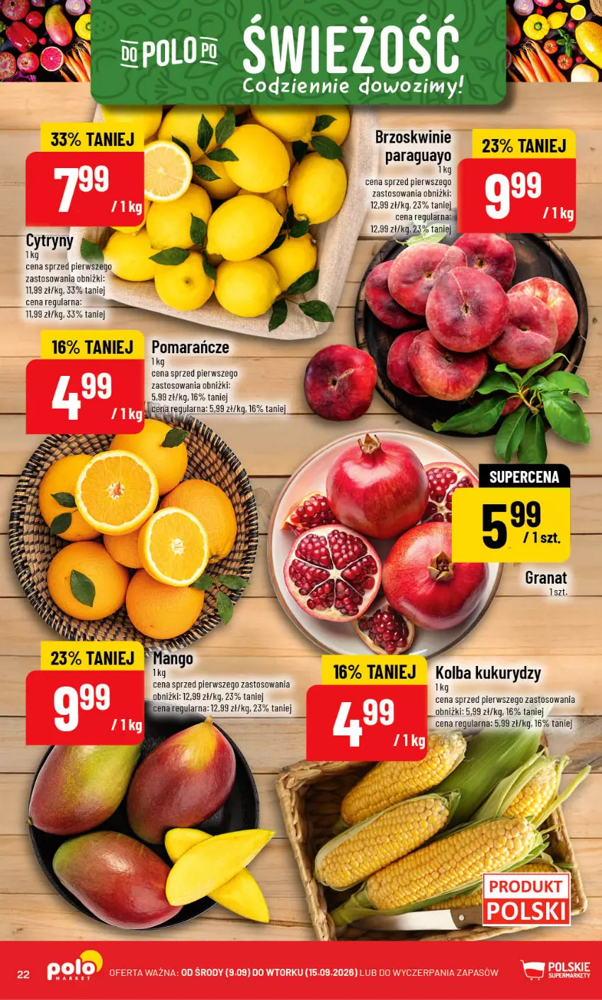 Gazetka promocyjna PoloMarket - Gazetka POLOmarket - ważna 09.09 do 15.09.2026 - strona 22 - produkty: Brzoskwinie, Cytryny, Pomarańcze