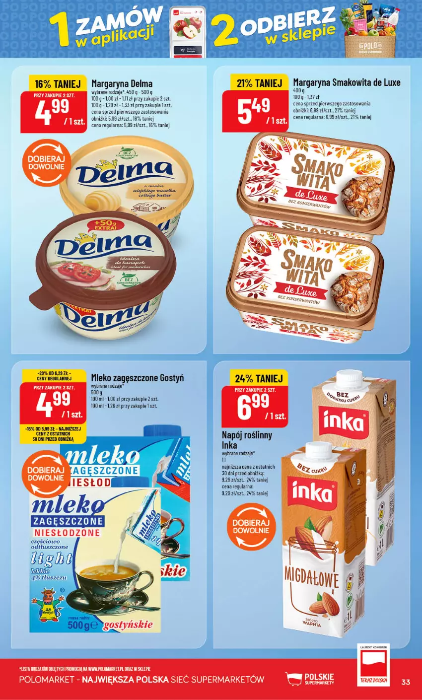 Gazetka promocyjna PoloMarket - Gazetka POLOmarket - ważna 09.09 do 15.09.2026 - strona 33 - produkty: Delma, Inka, Margaryna, Mleko, Mleko zagęszczone, Napój, Napój roślinny