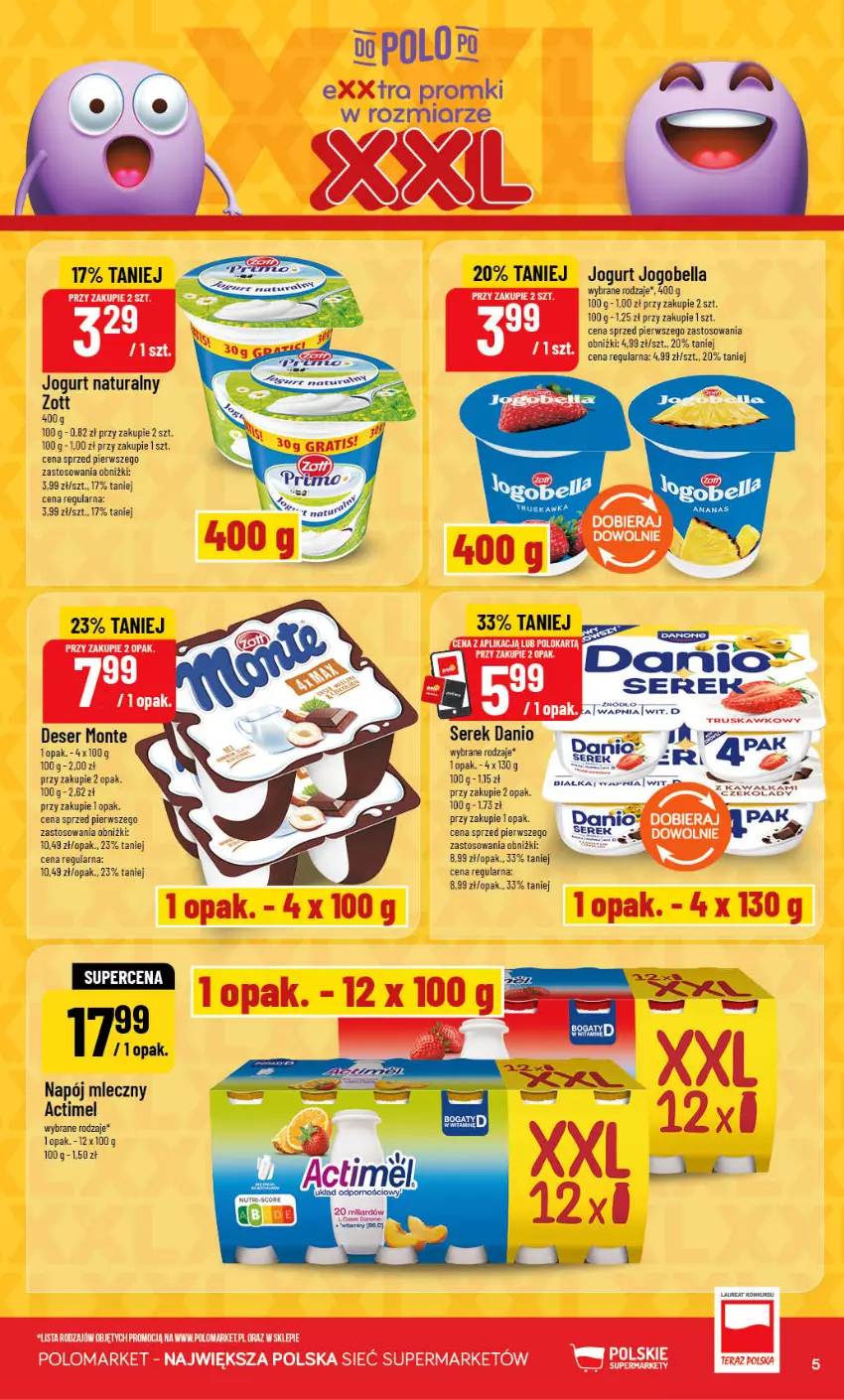 Gazetka promocyjna PoloMarket - Gazetka POLOmarket - ważna 09.09 do 15.09.2026 - strona 5 - produkty: Actimel, Bell, Bella, Danio, Deser, Jogobella, Jogurt, Jogurt naturalny, Monte, Napój, Napój mleczny, Ser, Serek, Zott