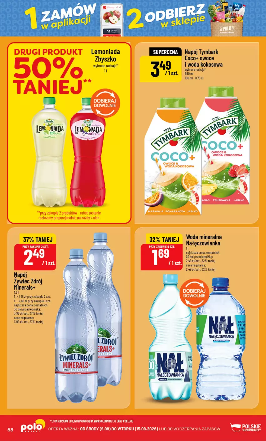 Gazetka promocyjna PoloMarket - Gazetka POLOmarket - ważna 09.09 do 15.09.2026 - strona 58 - produkty: Kokos, Lemoniada, Nałęczowianka, Napój, Owoce, Por, Tymbark, Woda, Woda mineralna