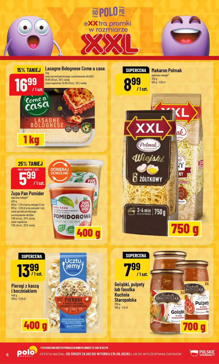 Gazetka promocyjna PoloMarket - Gazetka POLOmarket - ważna 09.09 do 15.09.2026 - strona 6 - produkty: Boczniak, Fa, Gry, Kasza, Kasza gryczana, Kuchnia, Lasagne, Lasagne bolognese, Makaron, Olma, Pierogi, Por, Pulpety, Zupa