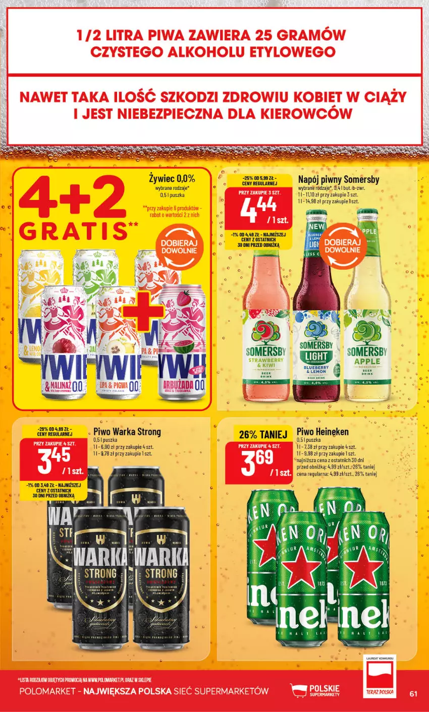 Gazetka promocyjna PoloMarket - Gazetka POLOmarket - ważna 09.09 do 15.09.2026 - strona 61 - produkty: Fa, Heineken, Kiwi, Napój, Piwo, Por, Somersby, Warka