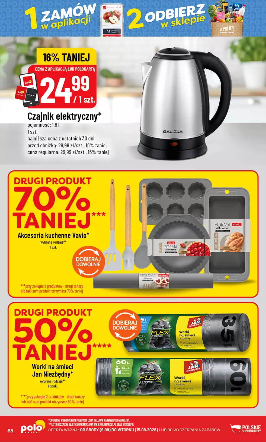 Gazetka promocyjna PoloMarket - Gazetka POLOmarket - ważna 09.09 do 15.09.2026 - strona 68 - produkty: Czajnik, Czajnik elektryczny, Jan Niezbędny, Worki na śmiec, Worki na śmieci