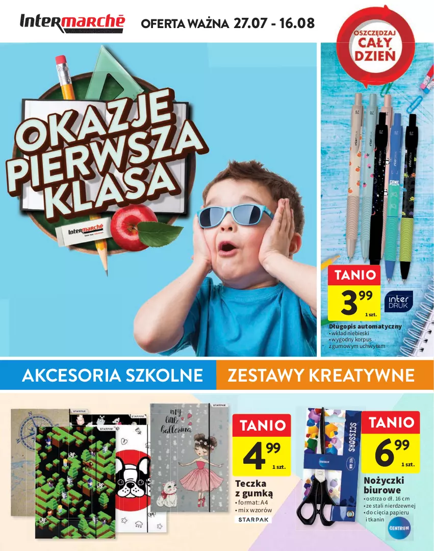 Gazetka promocyjna Intermarche - Gazetka Intermarche - ważna 27.07 do 16.08.2023 - strona 1 - produkty: Biuro, Długopis, Noż, Nożyczki, Papier