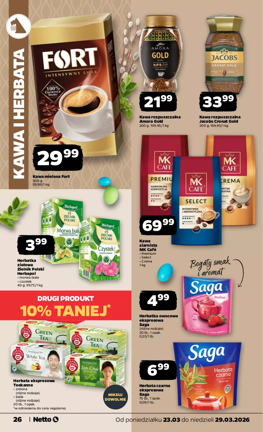 Gazetka promocyjna Netto - Od Poniedziałku - ważna 23.03 do 29.03.2026 - strona 26 - produkty: Herbapol, Herbata, Herbata czarna, Jacobs, Kawa, Kawa mielona, Kawa rozpuszczalna, Kawa ziarnista, Saga, Stek, Teekanne