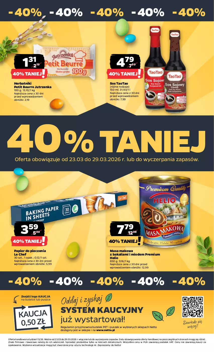 Gazetka promocyjna Netto - Od Poniedziałku - ważna 23.03 do 29.03.2026 - strona 35 - produkty: Helio, Herbatniki, Herbatniki Petit Beurre, Jutrzenka, Papier, Papier do pieczenia, Piec, Sos, TaoTao
