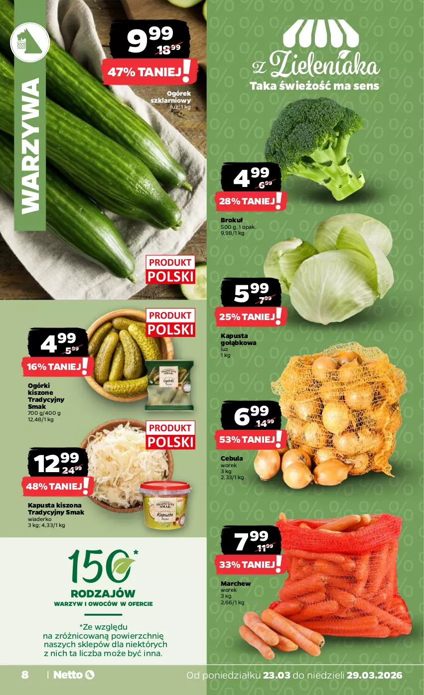 Gazetka promocyjna Netto - Od Poniedziałku - ważna 23.03 do 29.03.2026 - strona 8 - produkty: Cebula, Ogórek, Warzywa