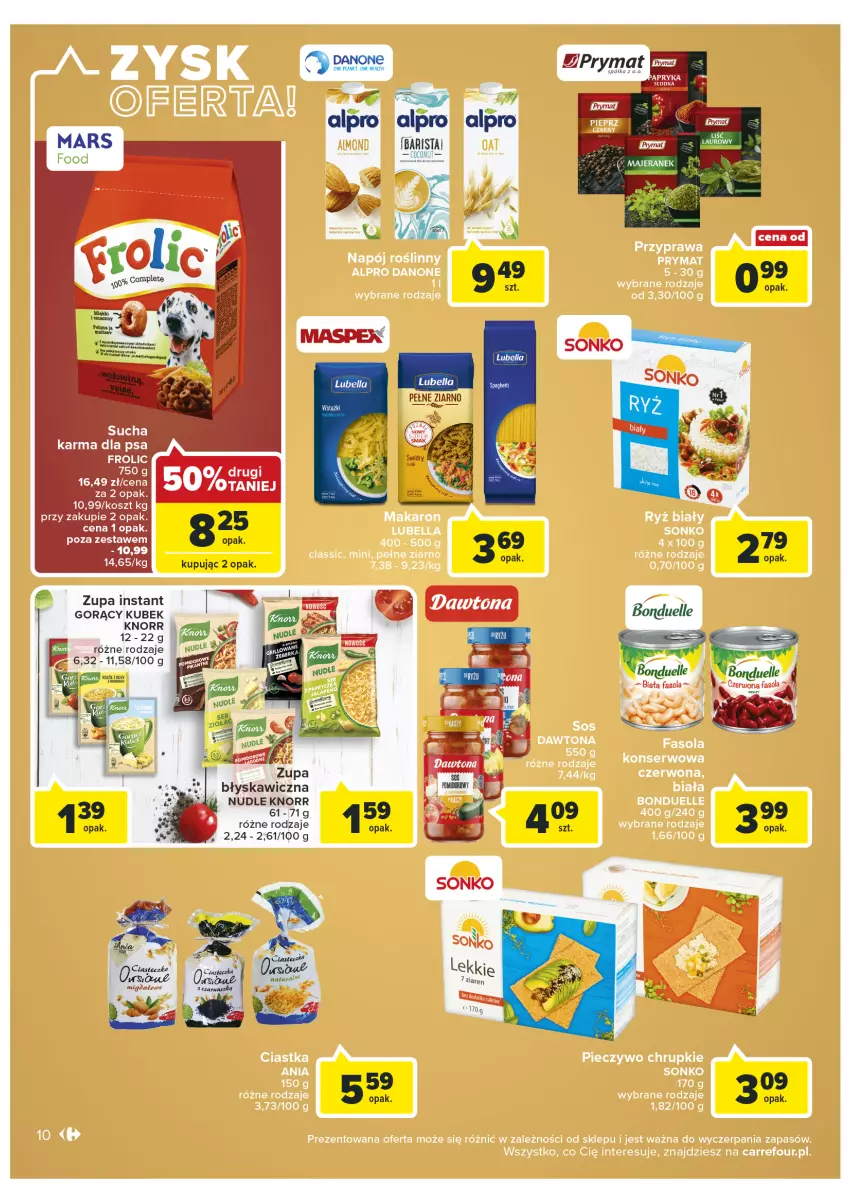 Gazetka promocyjna Carrefour - Gazetka Market - ważna 25.01 do 05.02.2022 - strona 10 - produkty: Alpro, Bell, Bella, Bonduelle, Danone, Fa, Fasola, Knorr, Kosz, Kubek, Lubella, Prymat, Rosół, Sonko, Zupa