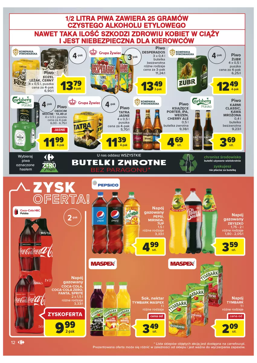 Gazetka promocyjna Carrefour - Gazetka Market - ważna 25.01 do 05.02.2022 - strona 12 - produkty: Karmi, Kawa, Kozel, Książęce, Piwo, Piwo jasne, Por, Tatra