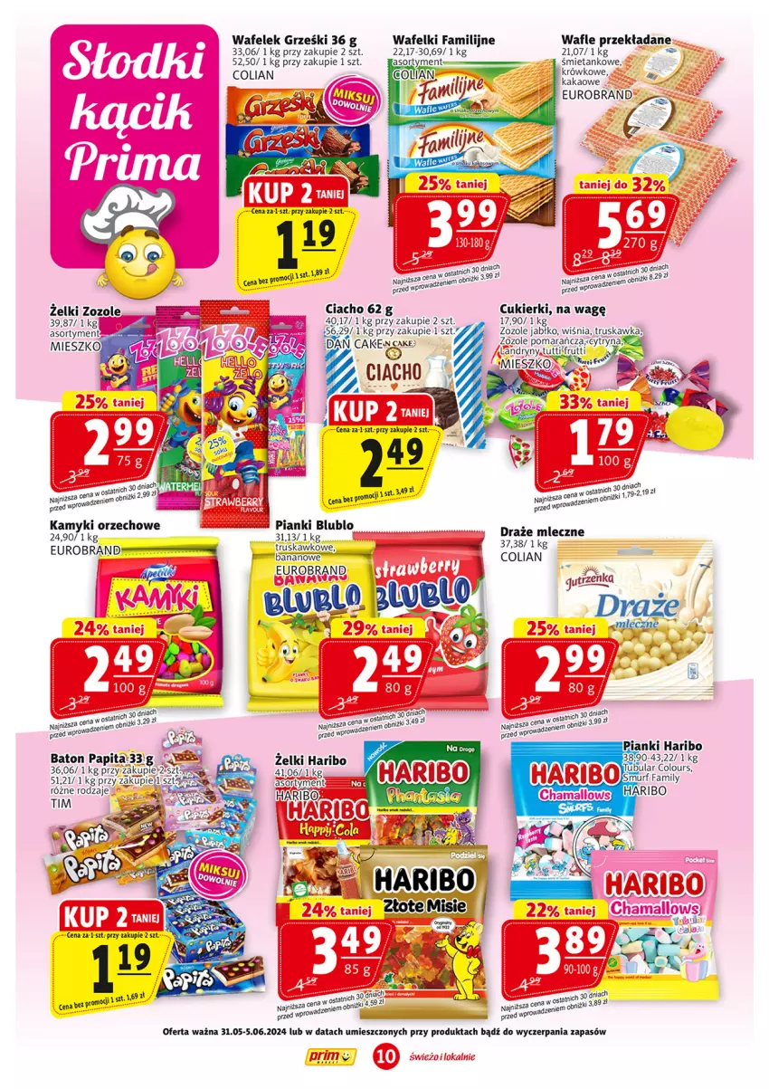 Gazetka promocyjna Prim Market - ważna 31.05 do 05.06.2024 - strona 10 - produkty: AEG, Cukier, Cukierki, Fa, Grześki, Haribo, Wafelek, Wafle