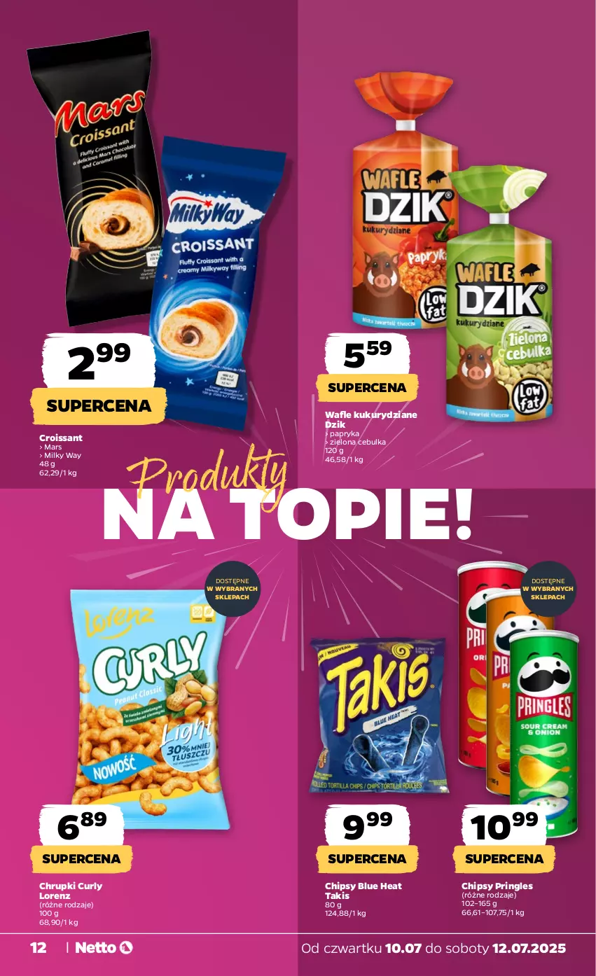 Gazetka promocyjna Netto - Od Czwartku - ważna 10.07 do 12.07.2025 - strona 12 - produkty: Chipsy, Chrupki, Croissant, Lorenz, Mars, Milky Way, Papryka, Pringles, Top, Wafle