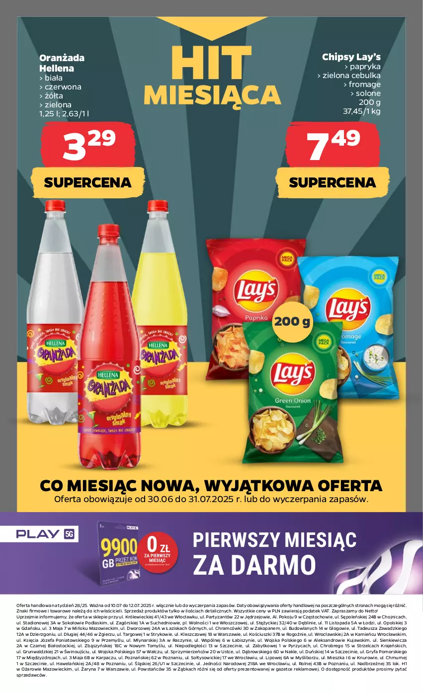Gazetka promocyjna Netto - Od Czwartku - ważna 10.07 do 12.07.2025 - strona 18 - produkty: Chipsy, Fa, Gry, Hellena, Karp, Kujawski, Lay’s, Oranżada, Papryka, Podlaski, Sok, Stock, Top, Wino
