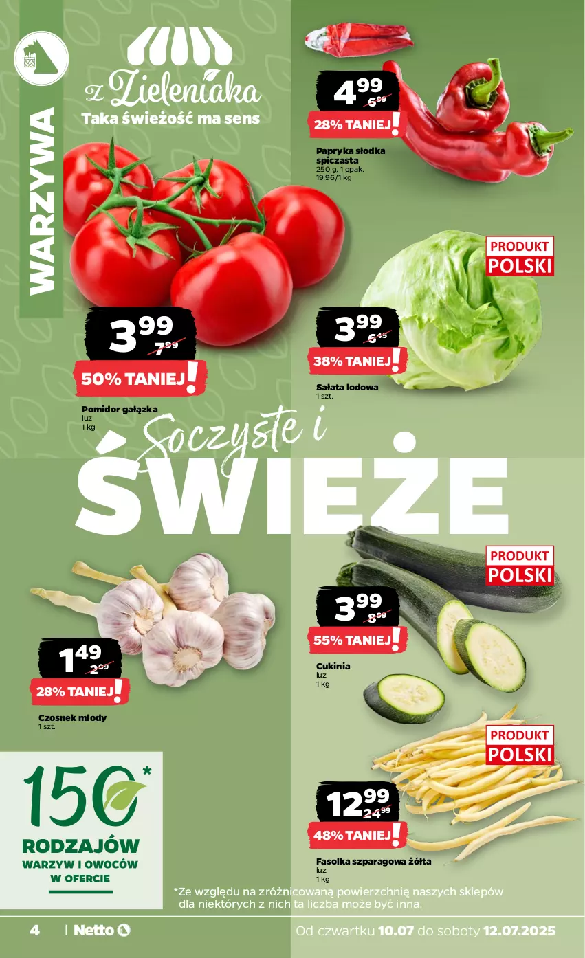 Gazetka promocyjna Netto - Od Czwartku - ważna 10.07 do 12.07.2025 - strona 4 - produkty: Czosnek, Fa, Papryka, Papryka słodka, Sałat, Sałata lodowa, Warzywa