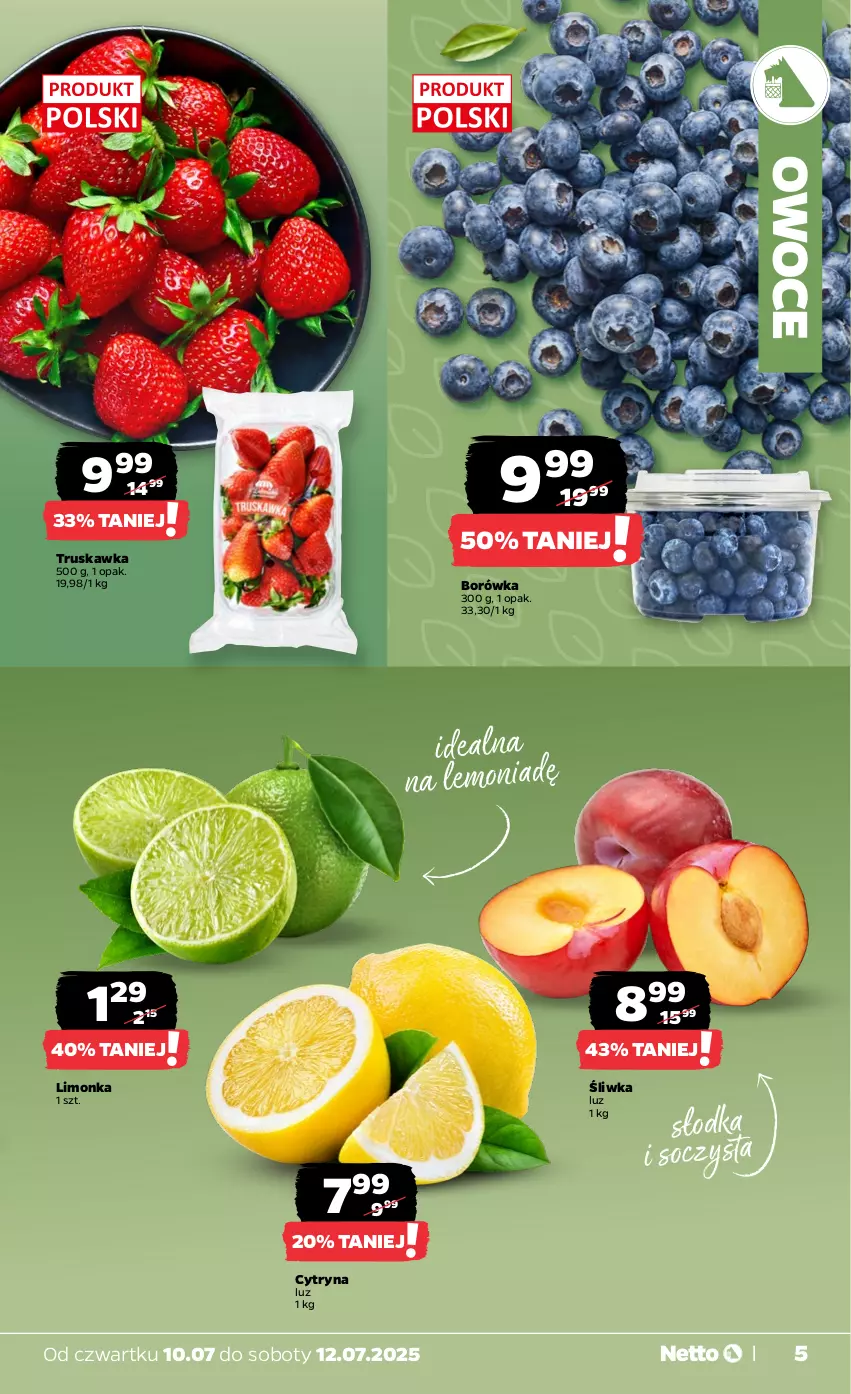 Gazetka promocyjna Netto - Od Czwartku - ważna 10.07 do 12.07.2025 - strona 5 - produkty: Borówka, Limonka, Owoce