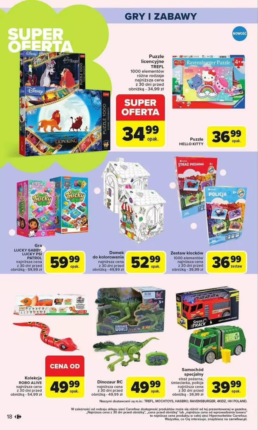 Gazetka promocyjna Carrefour - ważna 03.02 do 15.02.2025 - strona 10 - produkty: Burger, Dinozaur, Gra, Gry, Hasbro, Puzzle, Ravensburger, Samochód, Straż pożarna