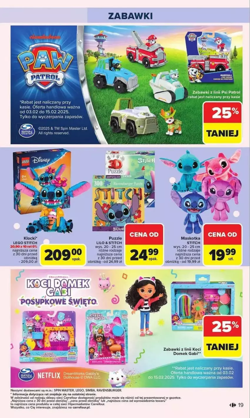 Gazetka promocyjna Carrefour - ważna 03.02 do 15.02.2025 - strona 11 - produkty: Burger, Klocki, Koc, LEGO, LG, Psi Patrol, Puzzle, Ravensburger, Tran