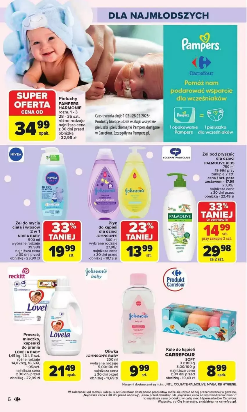 Gazetka promocyjna Carrefour - ważna 03.02 do 15.02.2025 - strona 22 - produkty: Colgate, Dzieci, Fa, Johnson's, Johnson's Baby, Kapsułki do prania, LG, Lovela, Majtki, Mleczko, Nivea, Nivea Baby, Palmolive, Pampers, Pieluchomajtki, Pieluchy