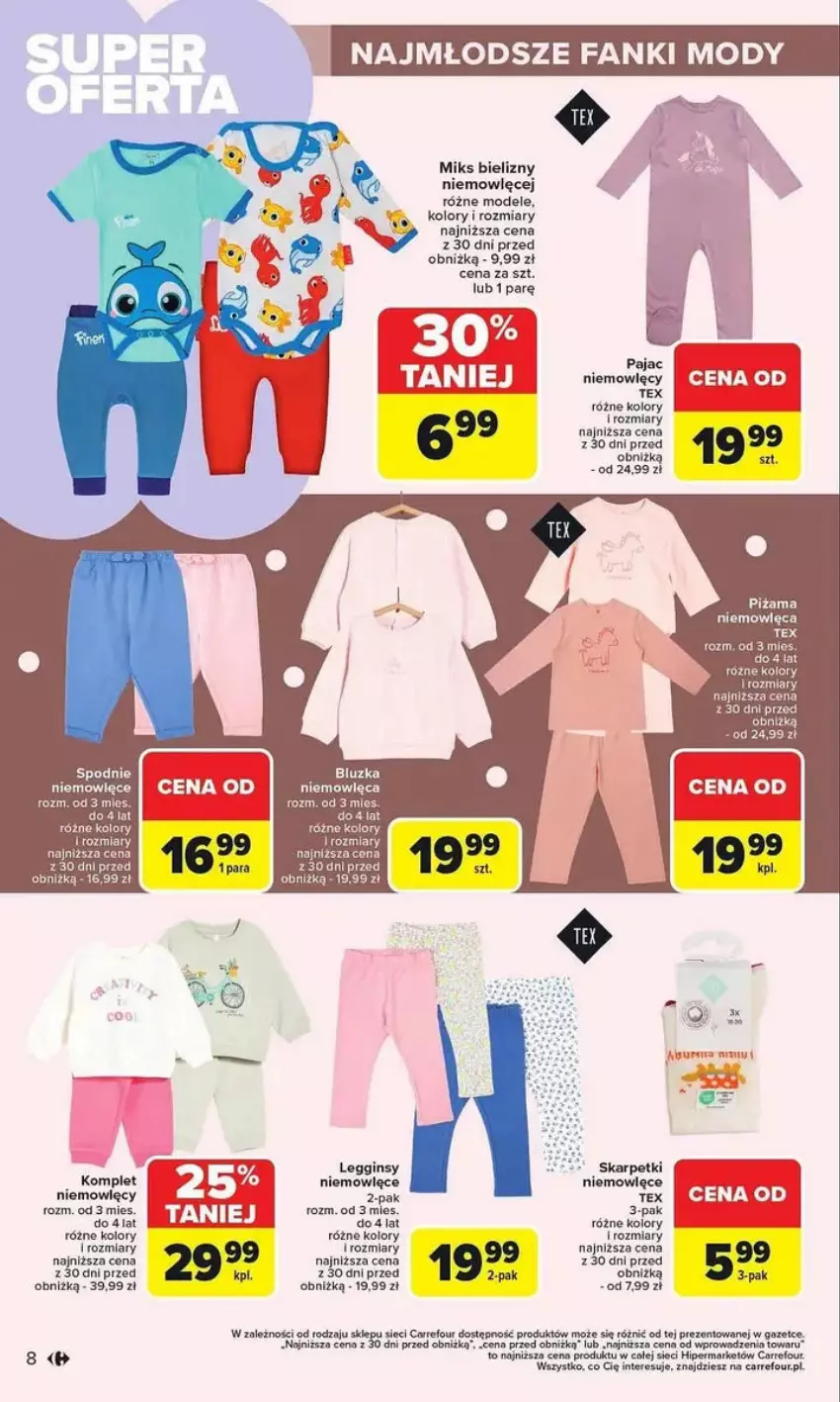 Gazetka promocyjna Carrefour - ważna 03.02 do 15.02.2025 - strona 24 - produkty: Fa, Gin, Karp, Legginsy, Pajac, Piżama, Skarpetki, Spodnie, Top