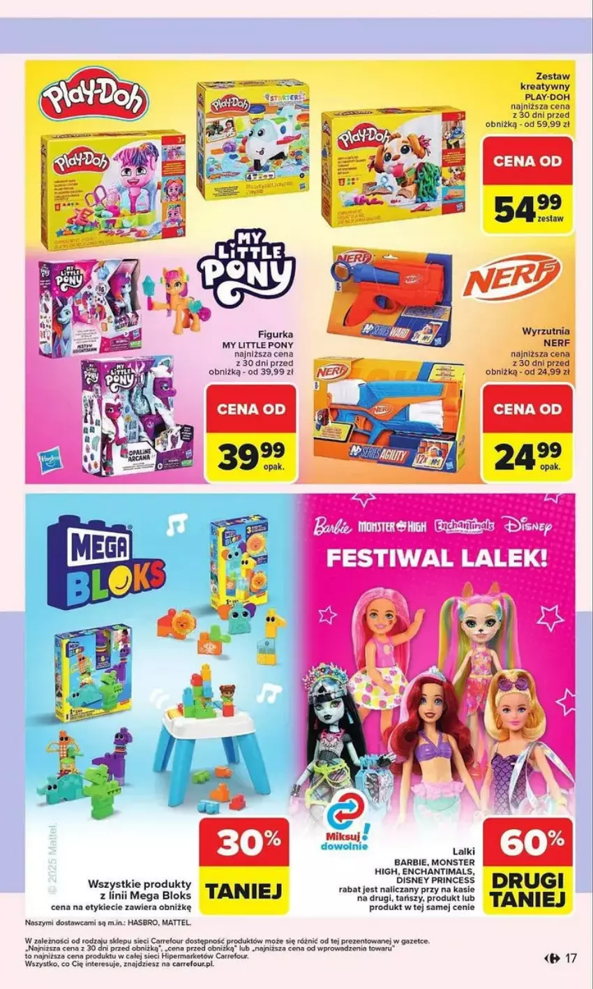 Gazetka promocyjna Carrefour - ważna 03.02 do 15.02.2025 - strona 9 - produkty: Barbie, Enchantimals, Hasbro, Mattel, My Little Pony, Nerf, Play-Doh, Wyrzutnia