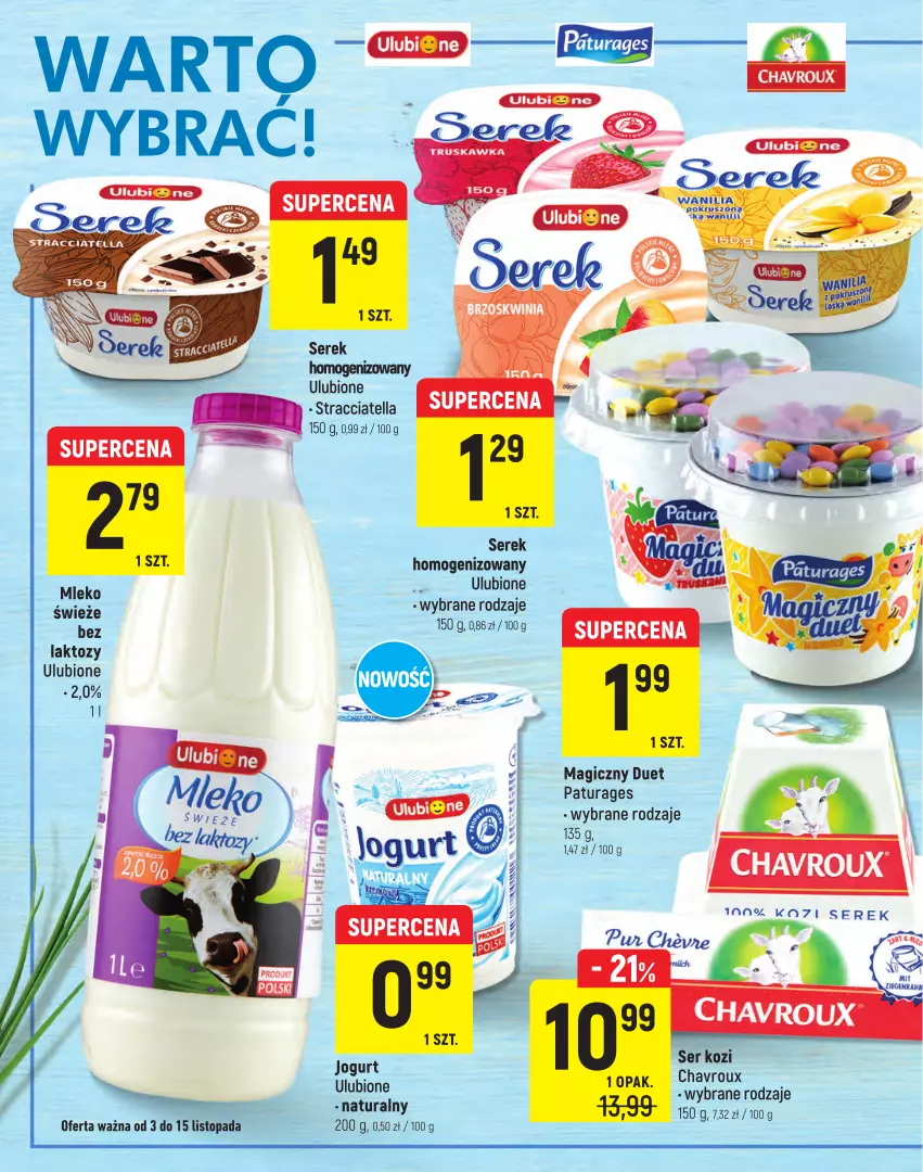 Gazetka promocyjna Intermarche - Targ Marek - ważna 04.11 do 15.11.2021 - strona 6 - produkty: Mleko, Ser, Ser kozi, Serek, Serek homogenizowany, Top