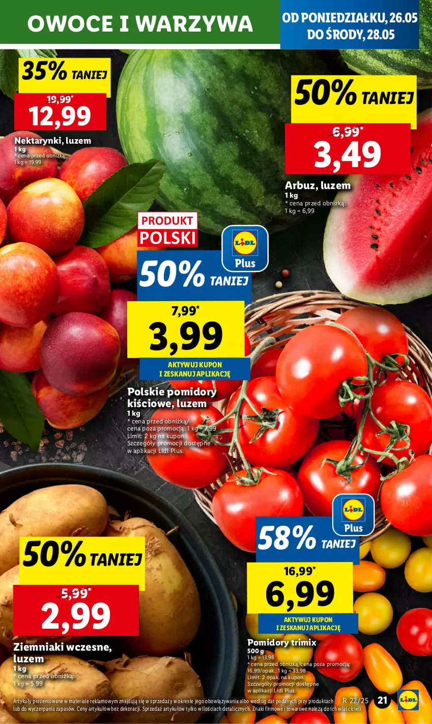 Gazetka promocyjna Lidl - GAZETKA - ważna 26.05 do 28.05.2025 - strona 23 - produkty: Arbuz, Nektar, Owoce, Pomidory, Warzywa, Ziemniaki
