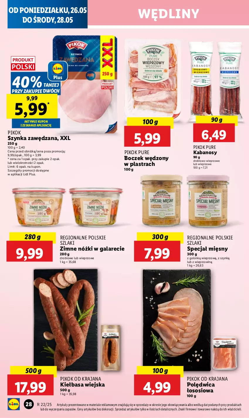 Gazetka promocyjna Lidl - GAZETKA - ważna 26.05 do 28.05.2025 - strona 30 - produkty: Boczek, Gala, Kabanos, Kiełbasa, Kiełbasa wiejska, PIKOK, Polędwica, Pur, Sos, Szynka