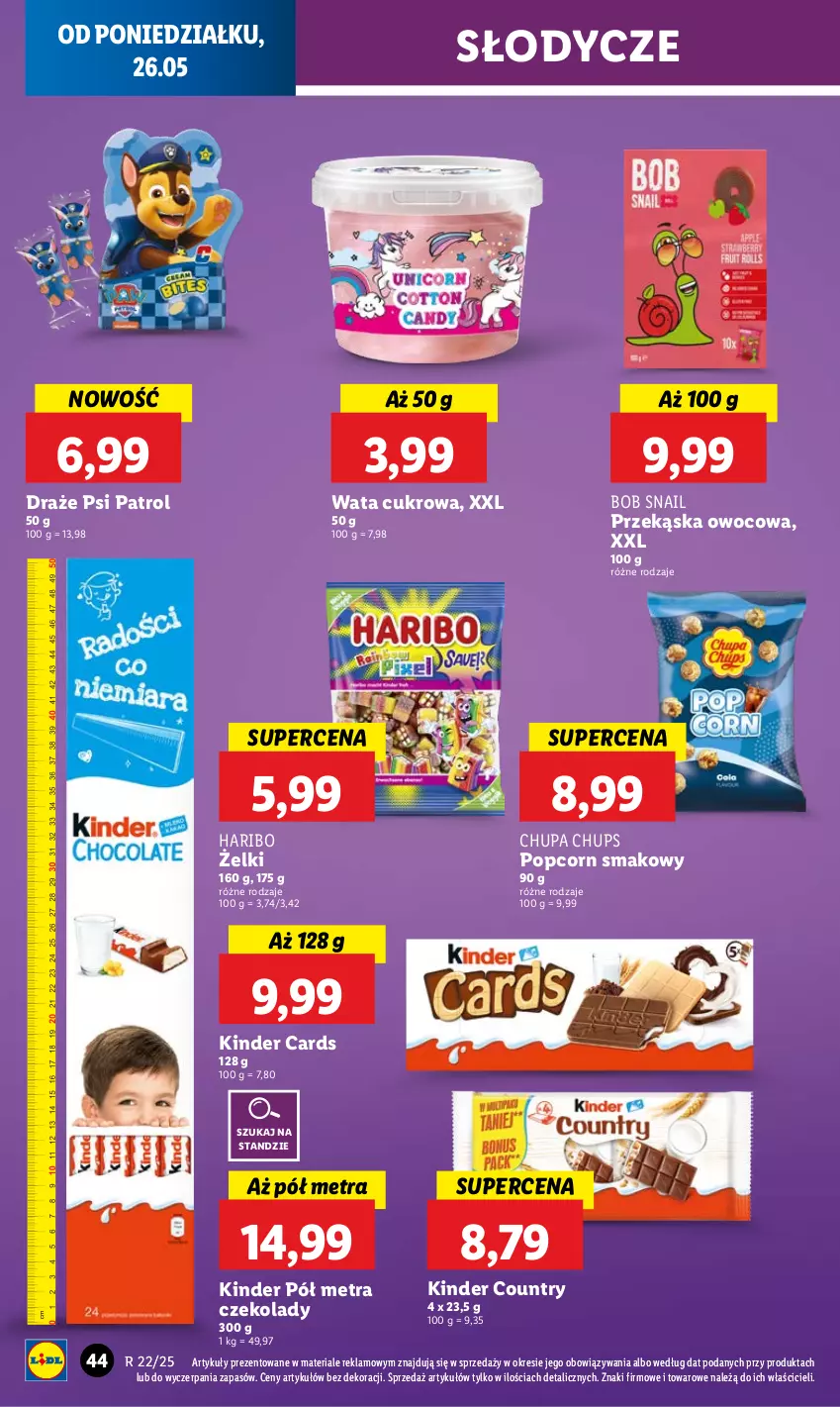 Gazetka promocyjna Lidl - GAZETKA - ważna 26.05 do 28.05.2025 - strona 52 - produkty: Chupa Chups, Haribo, Kinder, Popcorn, Psi Patrol, Wata cukrowa