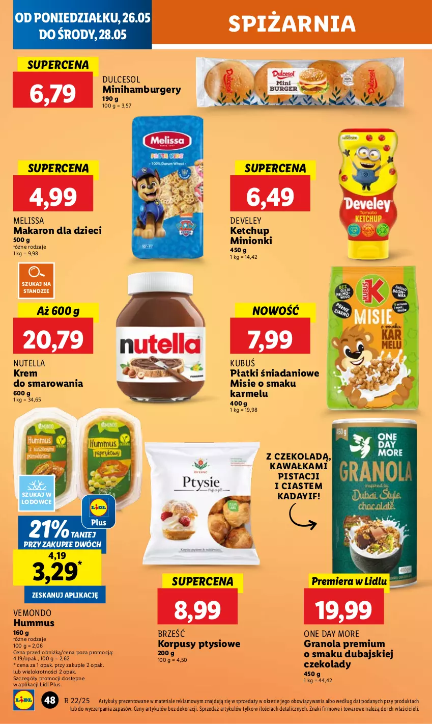 Gazetka promocyjna Lidl - GAZETKA - ważna 26.05 do 28.05.2025 - strona 56 - produkty: Burger, Danio, Dzieci, Gra, Granola, Hamburger, Hummus, Kawa, Ketchup, Korpusy, Kubuś, Makaron, Mus, Nutella