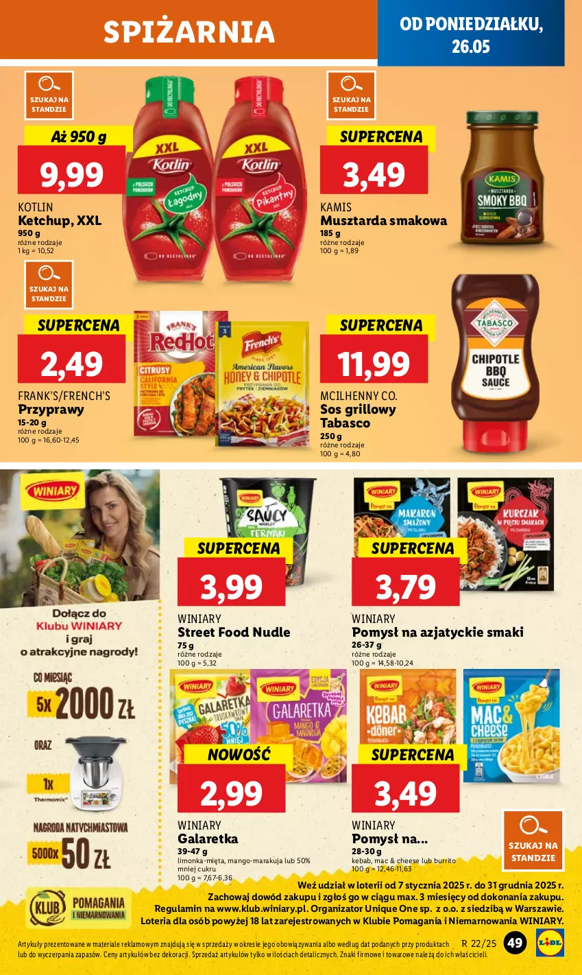 Gazetka promocyjna Lidl - GAZETKA - ważna 26.05 do 28.05.2025 - strona 57 - produkty: Gala, Galaretka, Grill, Kamis, Kebab, Ketchup, Kotlin, Limonka, Mango, Mięta, Mus, Musztarda, Przyprawy, Sos, Winiary