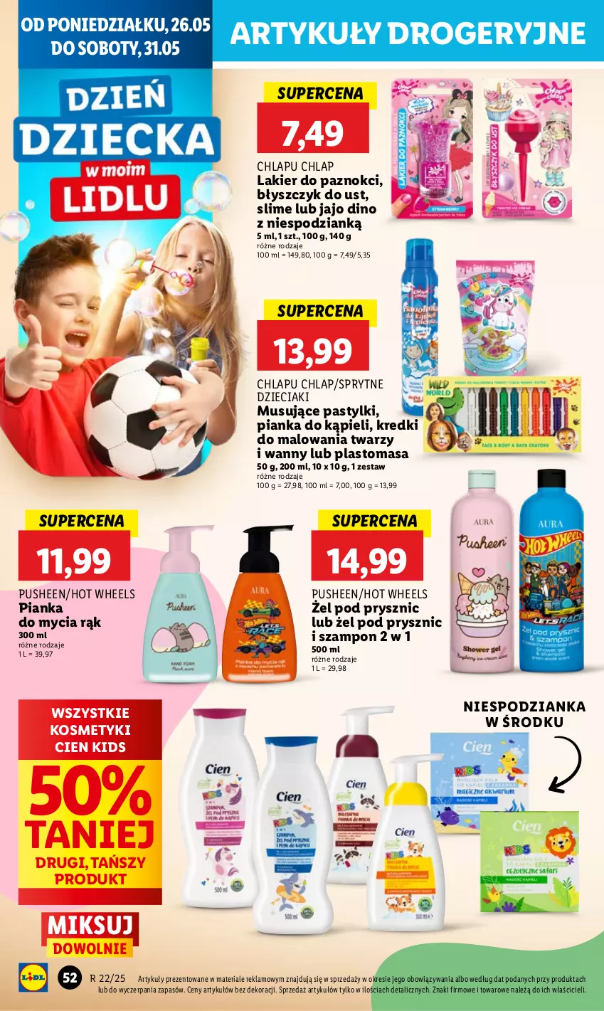 Gazetka promocyjna Lidl - GAZETKA - ważna 26.05 do 28.05.2025 - strona 62 - produkty: Błyszczyk do ust, Dzieci, Hot Wheels, Lakier, Lakier do paznokci, Mus, Pastylki, Szampon