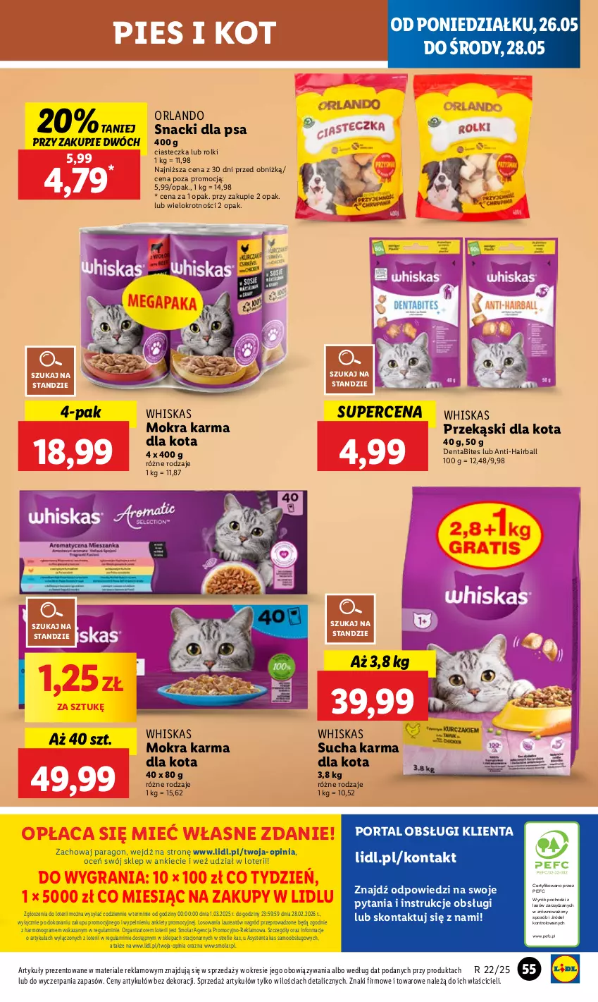 Gazetka promocyjna Lidl - GAZETKA - ważna 26.05 do 28.05.2025 - strona 65 - produkty: Gra, Laur, Mokra karma, Mola, Por, Portal, Przekąski dla kota, Rolki, Sucha karma, Whiskas