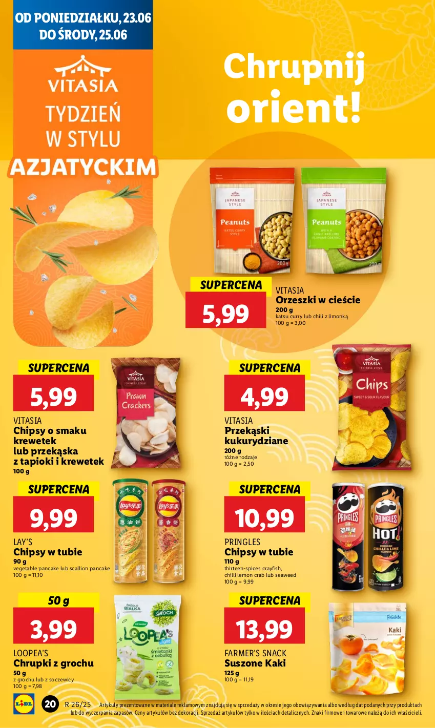 Gazetka promocyjna Lidl - GAZETKA - ważna 23.06 do 25.06.2025 - strona 22 - produkty: Chipsy, Chrupki, Fa, Groch, Kaki, Lay’s, Lion, Orzeszki, Pringles, Vegeta