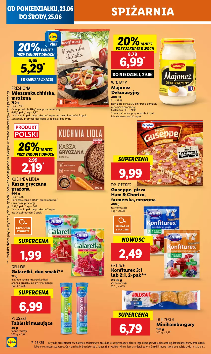 Gazetka promocyjna Lidl - GAZETKA - ważna 23.06 do 25.06.2025 - strona 40 - produkty: Ananas, Burger, Dr. Oetker, Fa, Gala, Galaretki, Gry, Hamburger, Kasza, Kasza gryczana, Kiwi, Kuchnia, Majonez, Mango, Mus, Pizza, Tablet, Tabletki musujące, Winiary