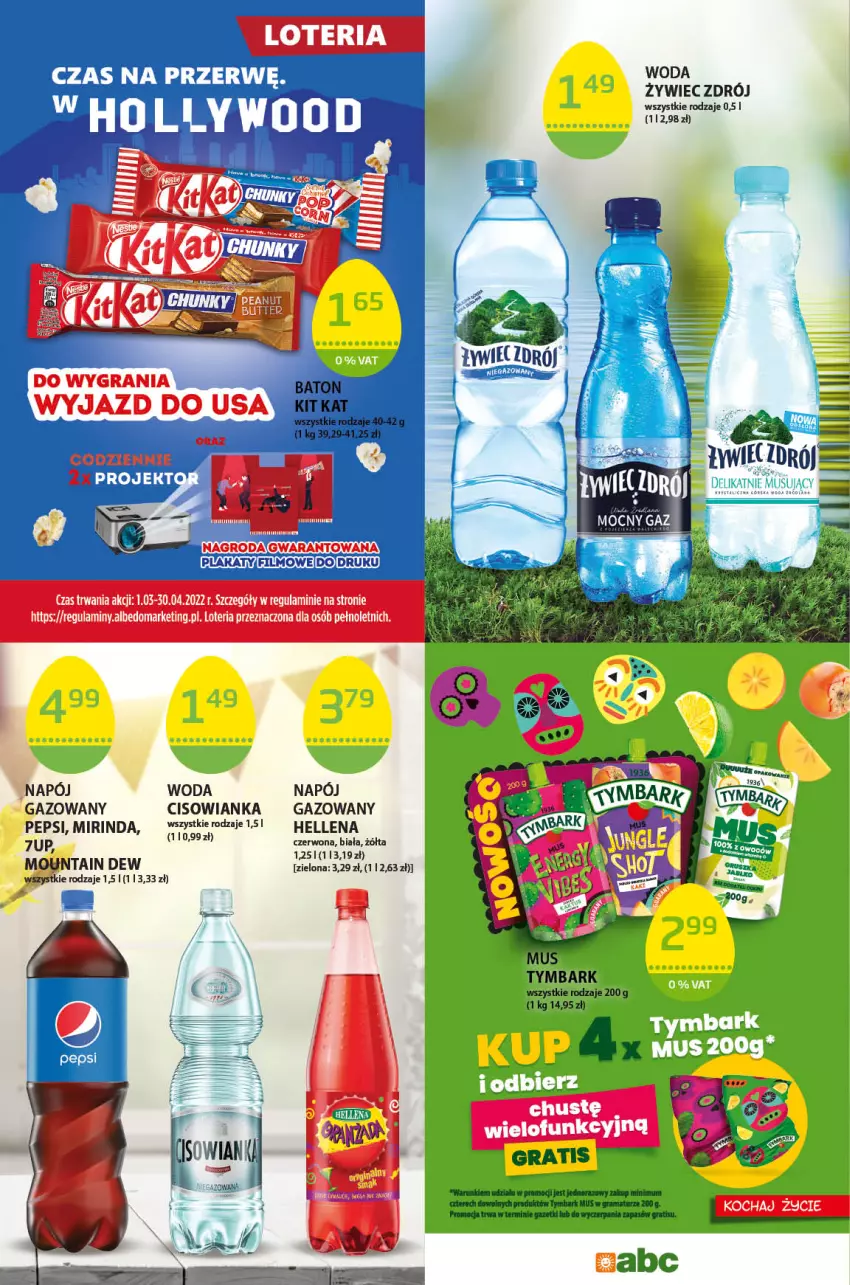 Gazetka promocyjna ABC - Gazetka - ważna 07.04 do 20.04.2022 - strona 12 - produkty: 7up, Cisowianka, Gra, Hellena, Koc, Mirinda, Mus, Napój, Napój gazowany, Pepsi, Rama, Tymbark, Woda