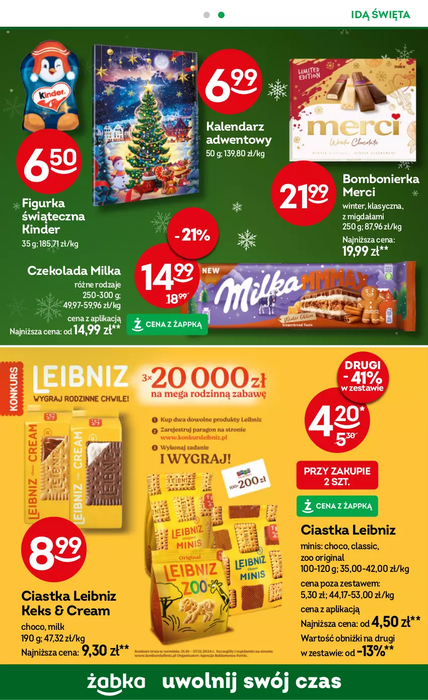 Gazetka promocyjna Żabka - ważna 06.11 do 19.11.2024 - strona 30 - produkty: Ciastka, Czekolada, Gin, Kalendarz, Kalendarz adwentowy, Kinder, Merci, Milka