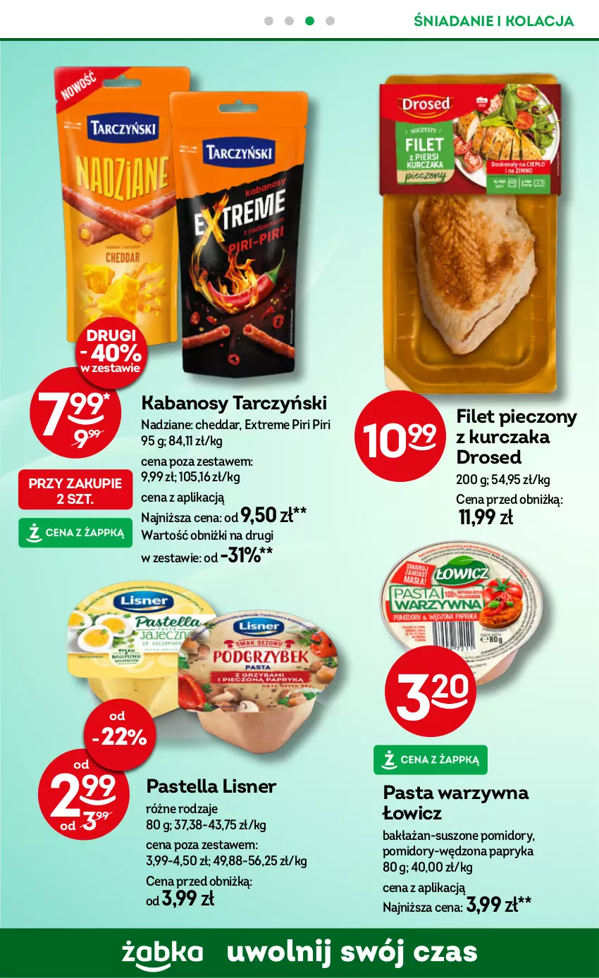 Gazetka promocyjna Żabka - ważna 06.11 do 19.11.2024 - strona 38 - produkty: Cheddar, Kabanos, Kurczak, Lisner, Papryka, Pasta warzywna, Pastella, Piec, Pomidory, Suszone pomidory, Tarczyński