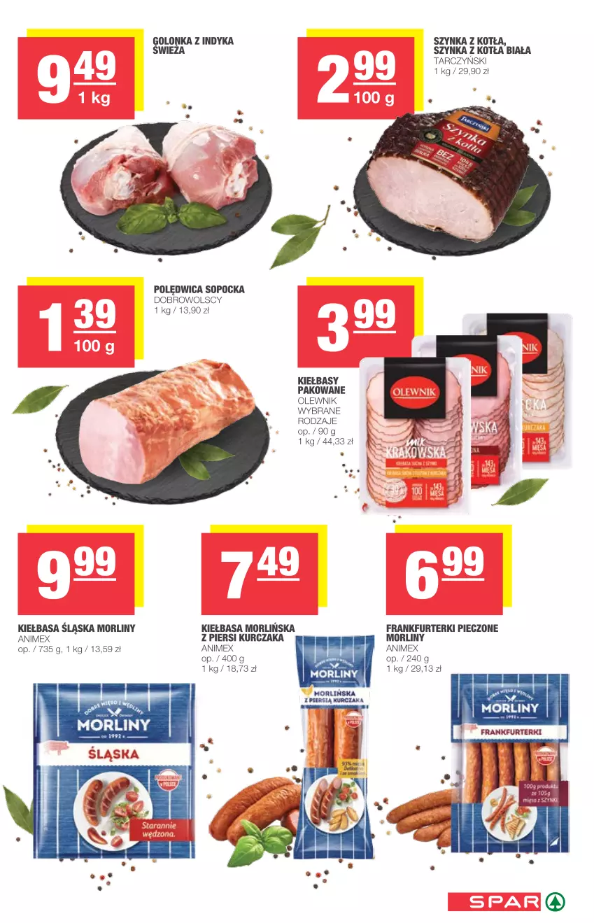 Gazetka promocyjna Spar - Eurospar - ważna 14.07 do 20.07.2021 - strona 3 - produkty: Frankfurterki, Golonka z indyka, Kiełbasa, Kiełbasa śląska, Kurczak, Morliny, Olewnik, Piec, Polędwica, Szynka, Tarczyński