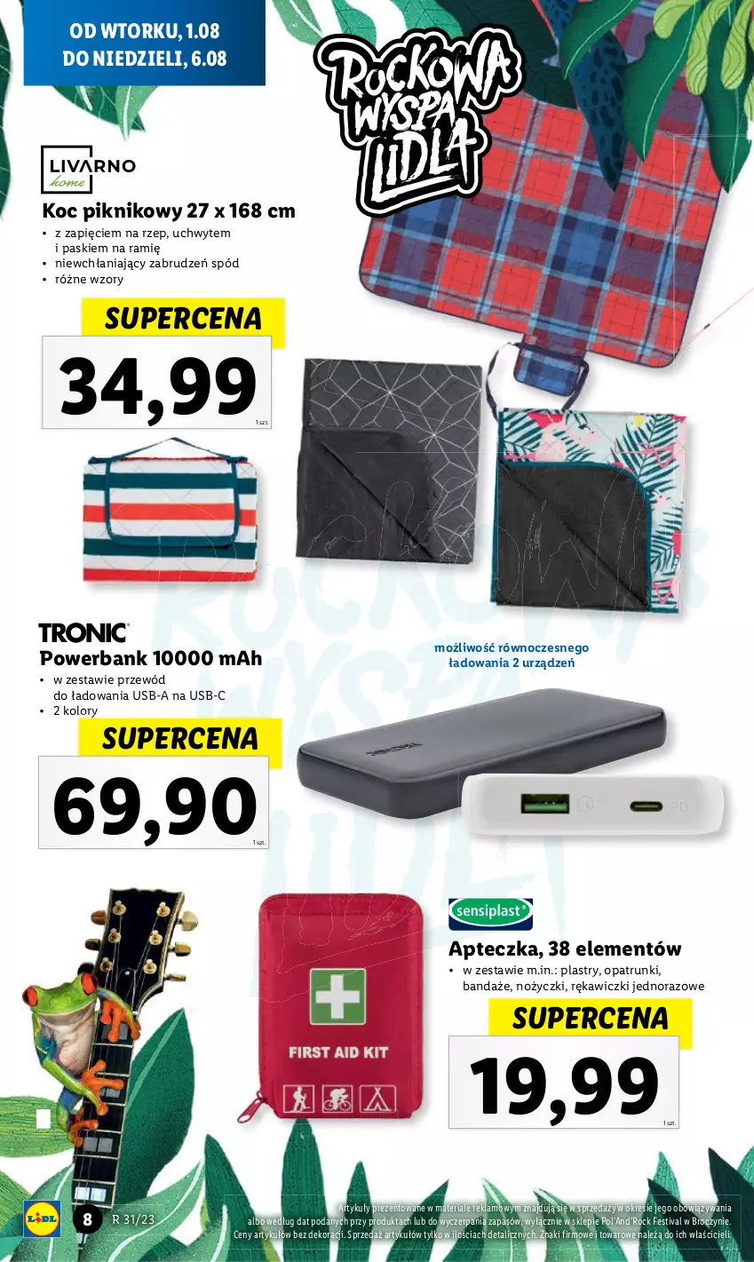 Gazetka promocyjna Lidl - GAZETKA - ważna 01.08 do 06.08.2023 - strona 8 - produkty: Koc, Noż, Nożyczki, Powerbank, Przewód