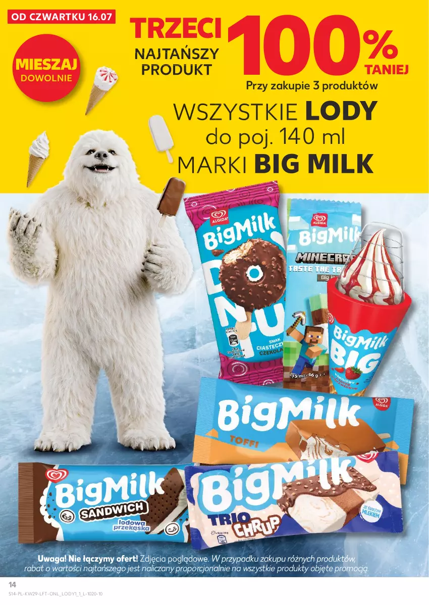 Gazetka promocyjna Kaufland - Gazetka tygodnia - ważna 16.07 do 22.07.2026 - strona 14 - produkty: Big Milk, Lody, Por, Waga