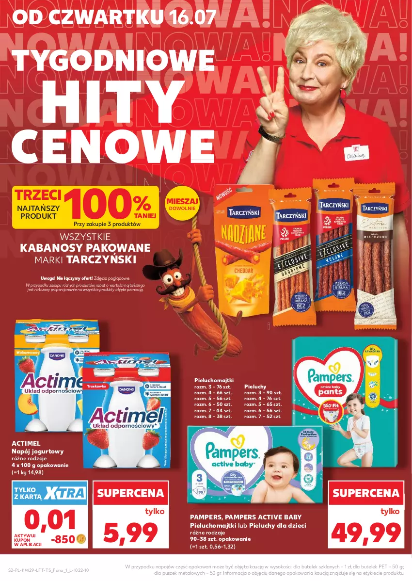 Gazetka promocyjna Kaufland - Gazetka tygodnia - ważna 16.07 do 22.07.2026 - strona 2 - produkty: Actimel, Dzieci, Jogurt, Kabanos, Majtki, Napój, Napój jogurtowy, Pampers, Pieluchomajtki, Pieluchy, Por, Sok, Tarczyński, Waga