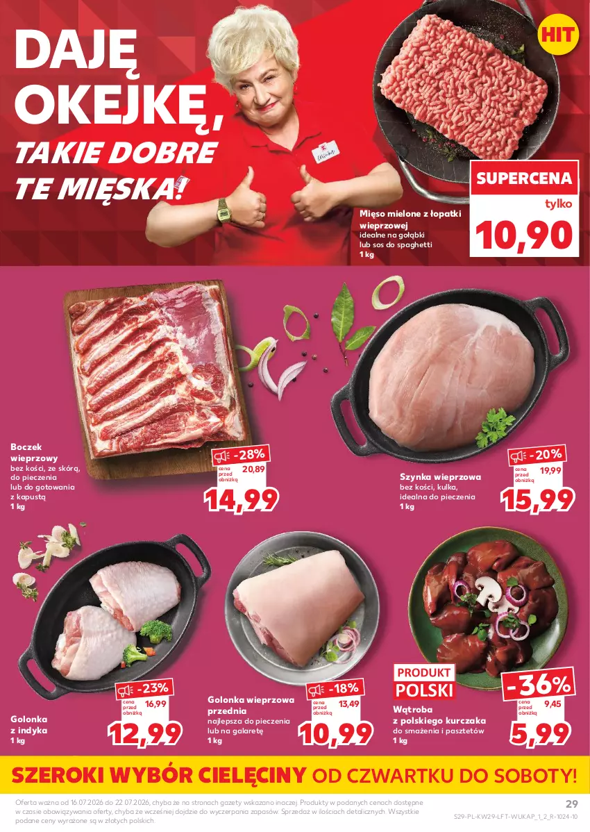 Gazetka promocyjna Kaufland - Gazetka tygodnia - ważna 16.07 do 22.07.2026 - strona 29 - produkty: Boczek, Boczek wieprzowy, Gala, Golonka wieprzowa, Golonka z indyka, Kapustą, Kurczak, Mięso, Mięso mielone, Mięso mielone z łopatki wieprzowej, Pasztet, Piec, Sos, Spaghetti, Szynka, Szynka wieprzowa