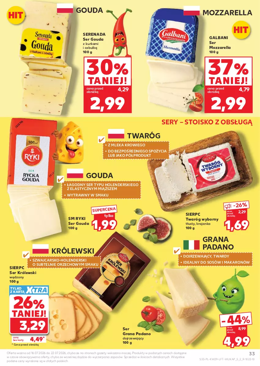 Gazetka promocyjna Kaufland - Gazetka tygodnia - ważna 16.07 do 22.07.2026 - strona 33 - produkty: Cars, Galbani, Gouda, Gra, Królewski, Makaron, Mozzarella, Ser, Sos, Twaróg