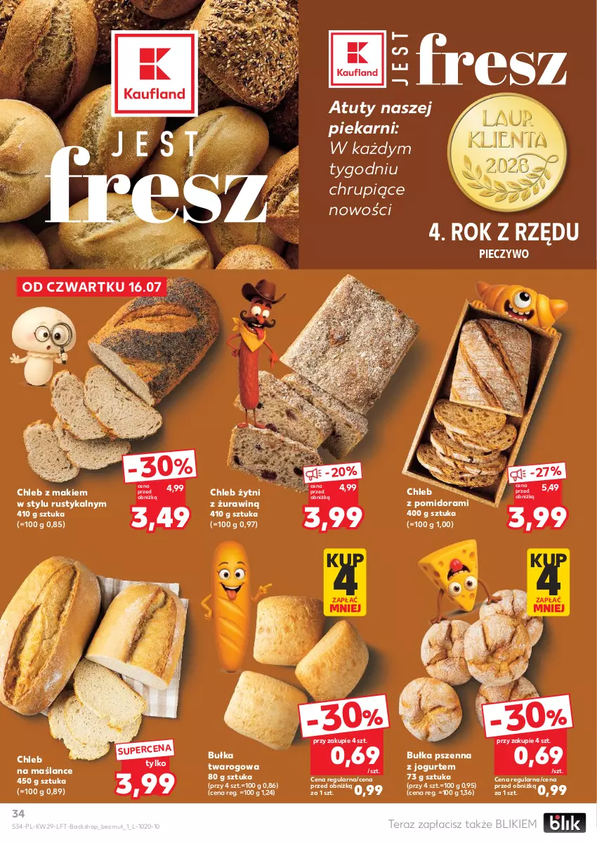 Gazetka promocyjna Kaufland - Gazetka tygodnia - ważna 16.07 do 22.07.2026 - strona 34 - produkty: Bułka, Chleb, Jogurt, Piec, Pieczywo, Rust, Tera