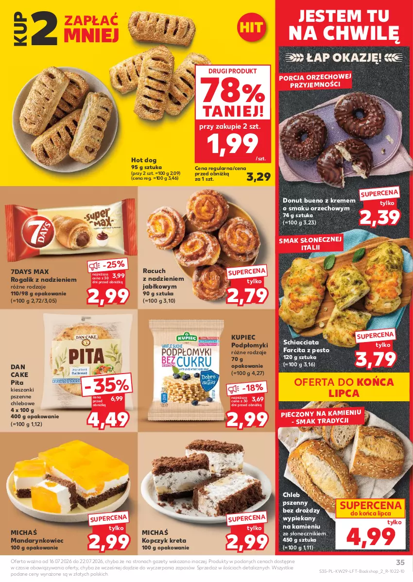 Gazetka promocyjna Kaufland - Gazetka tygodnia - ważna 16.07 do 22.07.2026 - strona 35 - produkty: Chia, Chleb, Dan Cake, Donut, Fa, Hot dog, Kret, Kupiec, Pesto, Piec, Por, Rogal