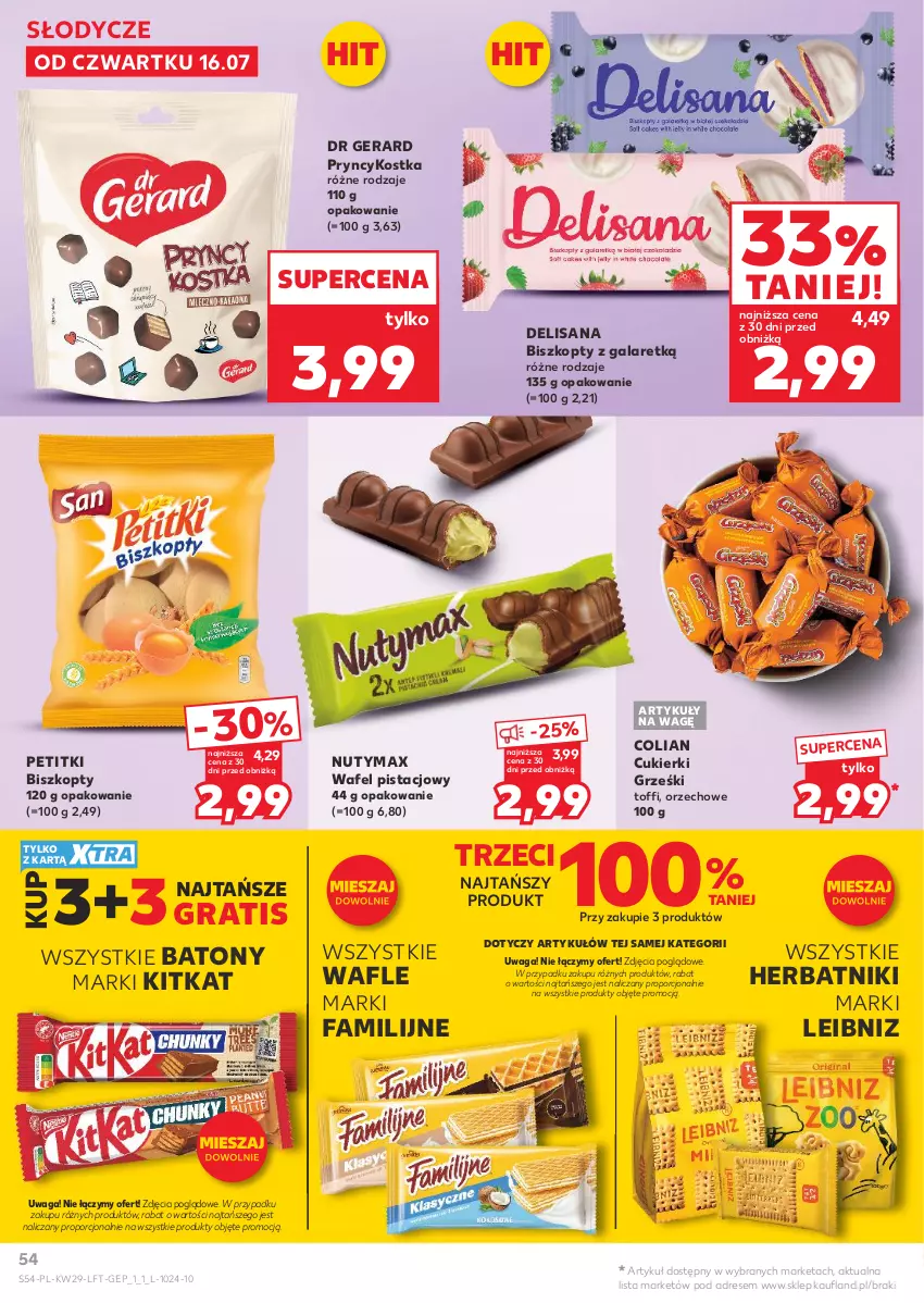 Gazetka promocyjna Kaufland - Gazetka tygodnia - ważna 16.07 do 22.07.2026 - strona 54 - produkty: Baton, Biszkopty, Cukier, Cukierki, Dr Gerard, Dres, Fa, Gala, Gra, Grześki, Herbatniki, Isana, Nuty, Por, Wafle, Waga