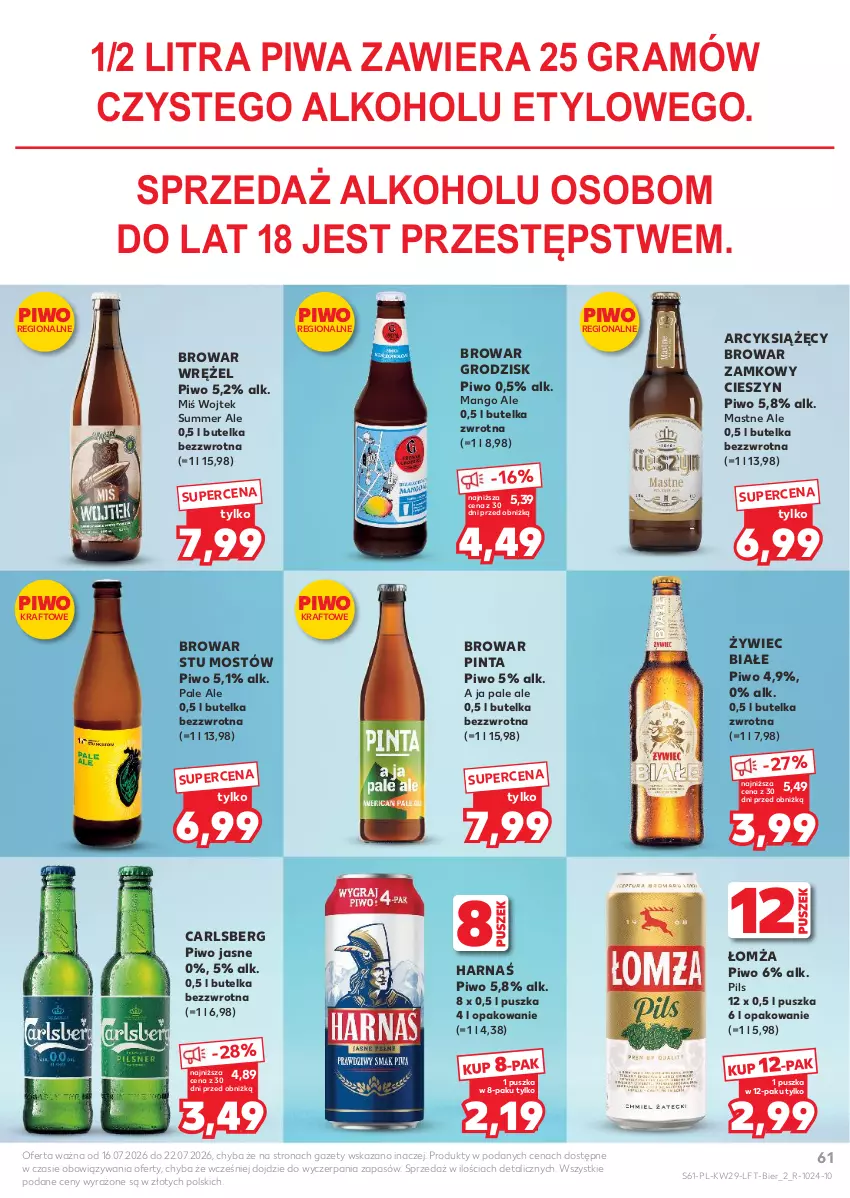 Gazetka promocyjna Kaufland - Gazetka tygodnia - ważna 16.07 do 22.07.2026 - strona 61 - produkty: Carlsberg, Gra, Harnaś, Mango, Piwa, Piwo, Piwo jasne