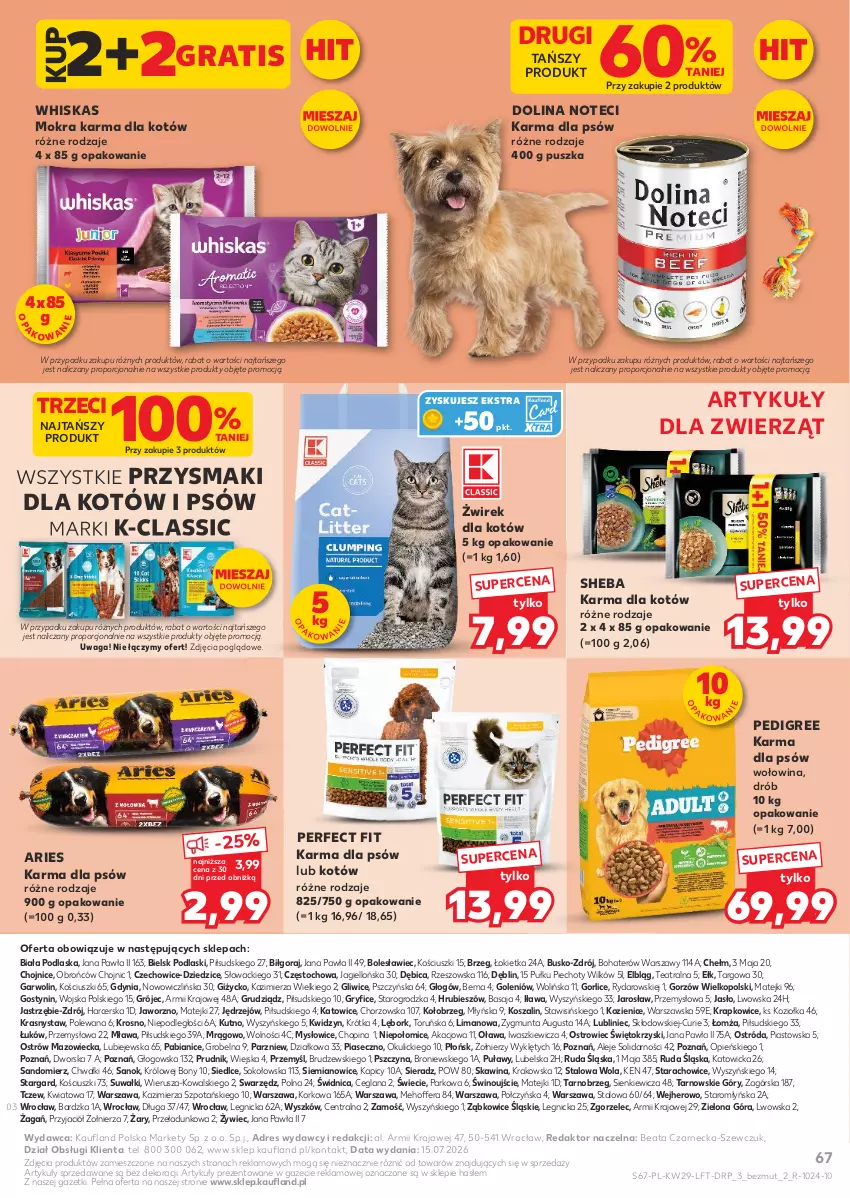 Gazetka promocyjna Kaufland - Gazetka tygodnia - ważna 16.07 do 22.07.2026 - strona 67 - produkty: BIC, Dres, Drób, Gra, Gry, Kosz, LANA, Mokra karma, Pedigree, Piast, Piec, Podlaski, Por, Przysmaki, Sheba, Sok, Szal, Waga, Whiskas, Wino, Wołowina