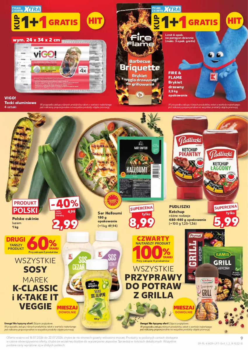 Gazetka promocyjna Kaufland - Gazetka tygodnia - ważna 16.07 do 22.07.2026 - strona 9 - produkty: Brykiet drzewny, Gra, Grill, Ketchup, Por, Przyprawy, Pudliszki, Ser, Sos, Waga